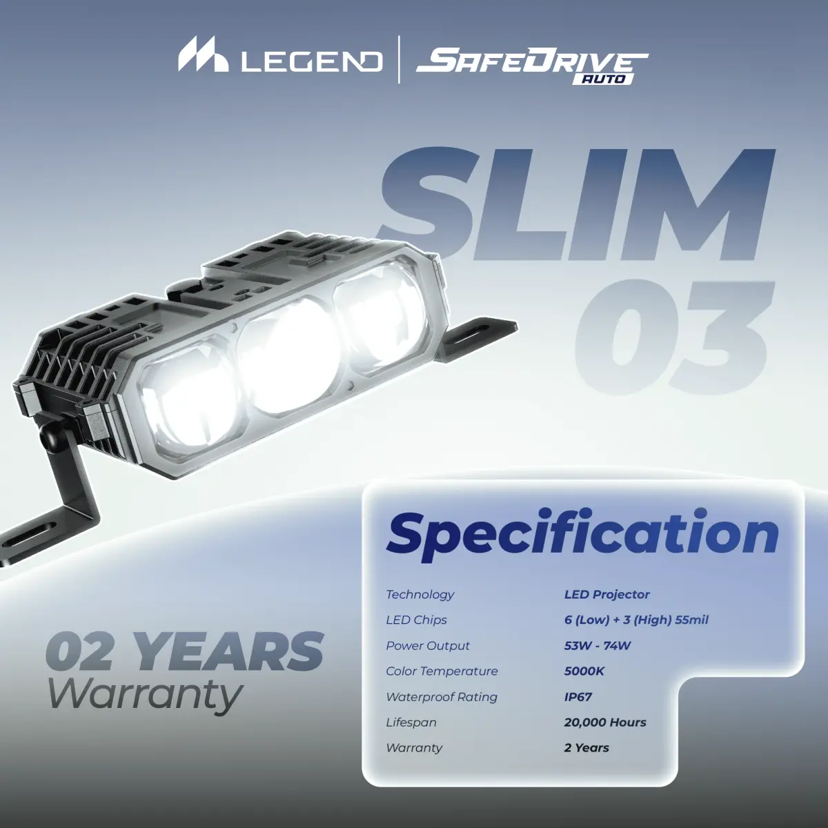 MLEGEND SLIM 3 LED Fog Light Car Driving Light